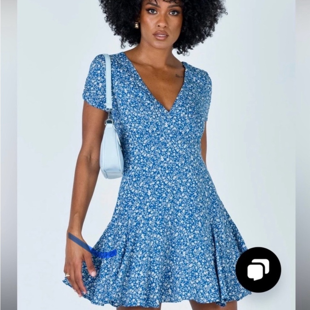 Princess Polly Blue Floral V-Neck Dress